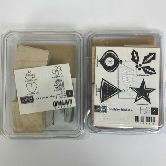 (2) Stampin Up Block Stamp Sets It's a Loop Thing & Holiday Trinkets NEW RETIRED - Picture 1 of 8